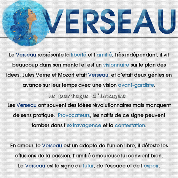 Verseau ( 21 Janvier au 18 février )